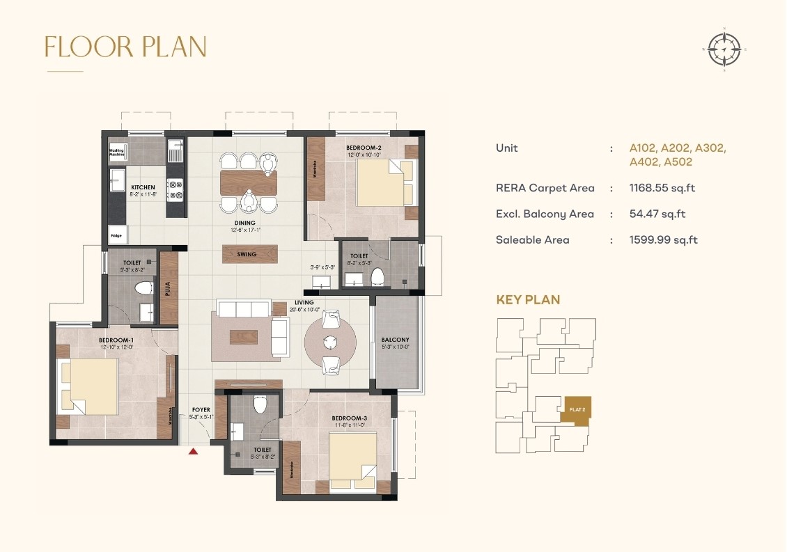 Wing A - Flat 2 Floor Plan