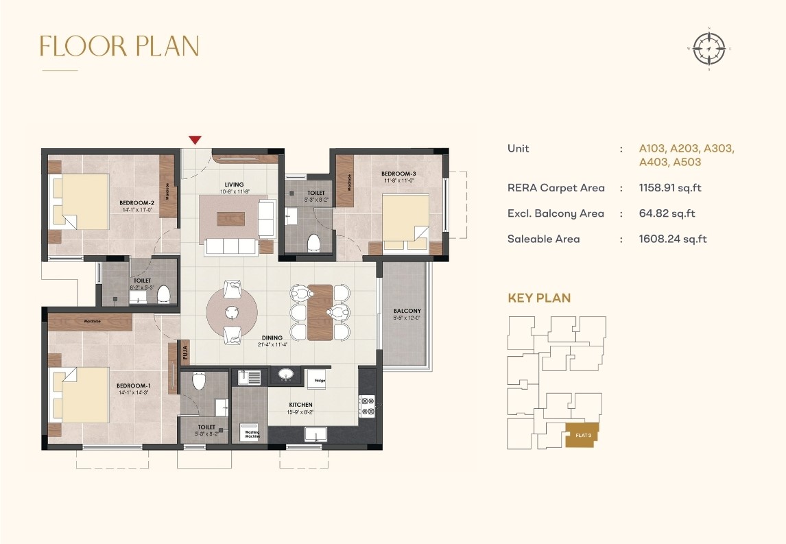 Wing A - Flat 3 Floor Plan