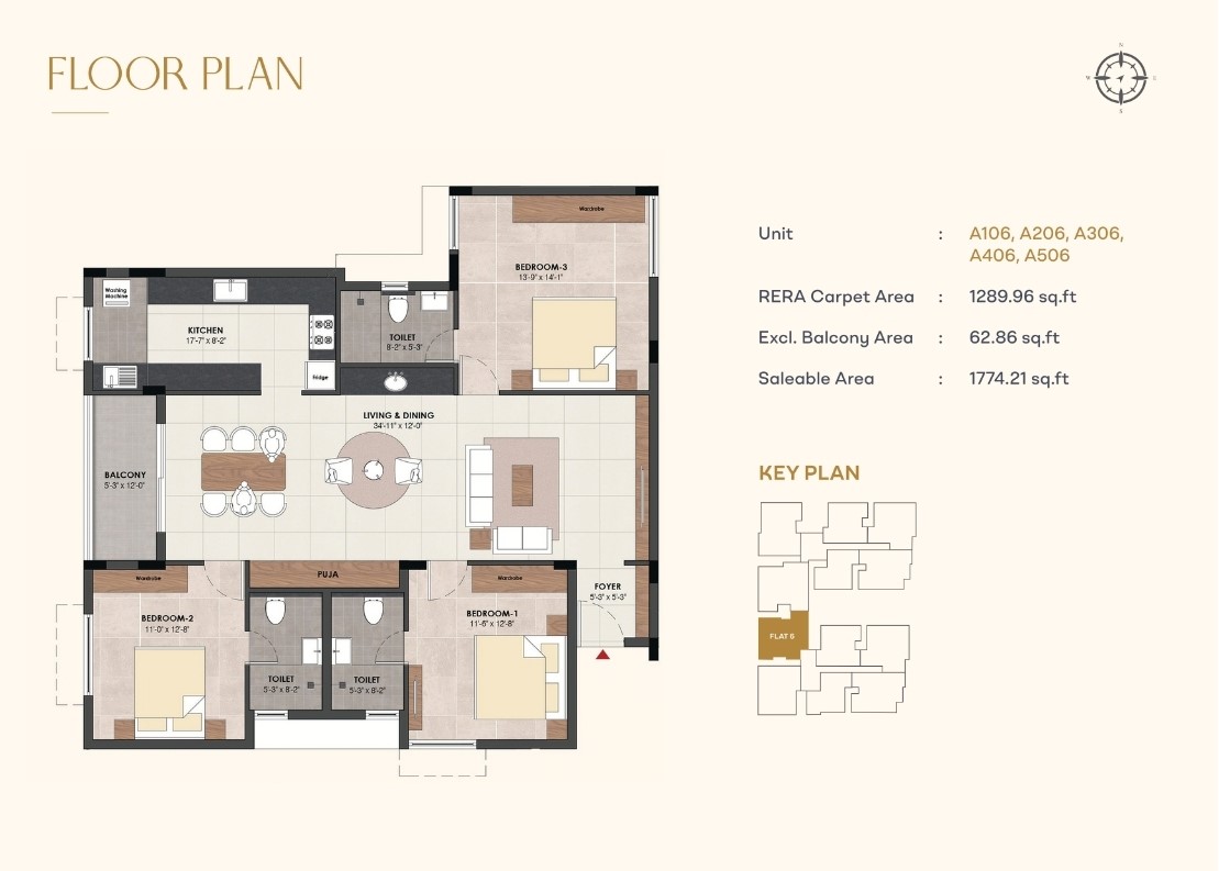 Wing A - Flat 6 Floor Plan