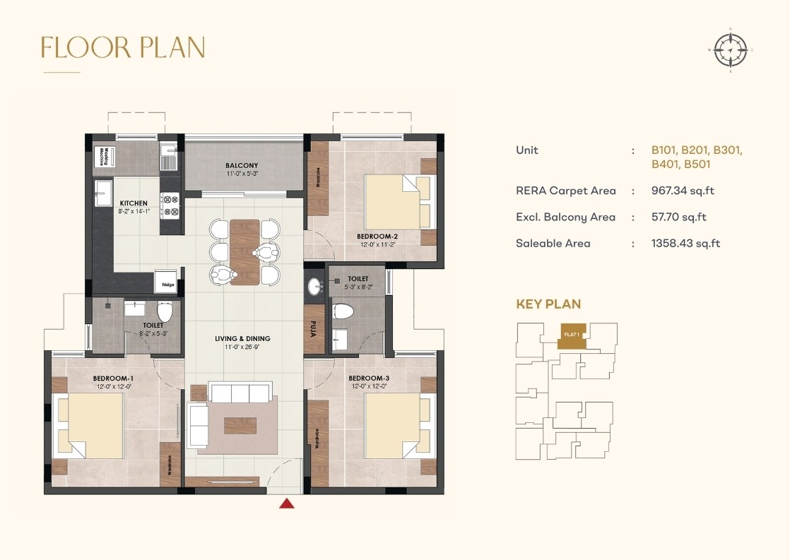 Wing B - Flat 1 Floor Plan