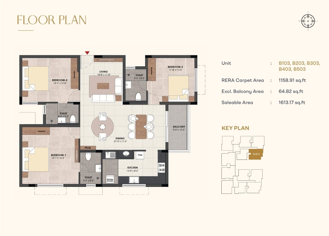 Wing B - Flat 3 Floor Plan
