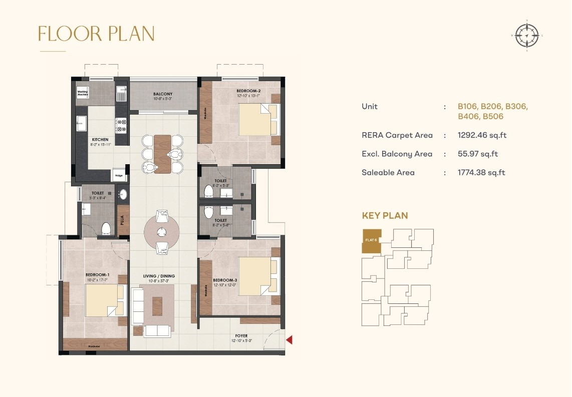 Wing B - Flat 6 Floor Plan